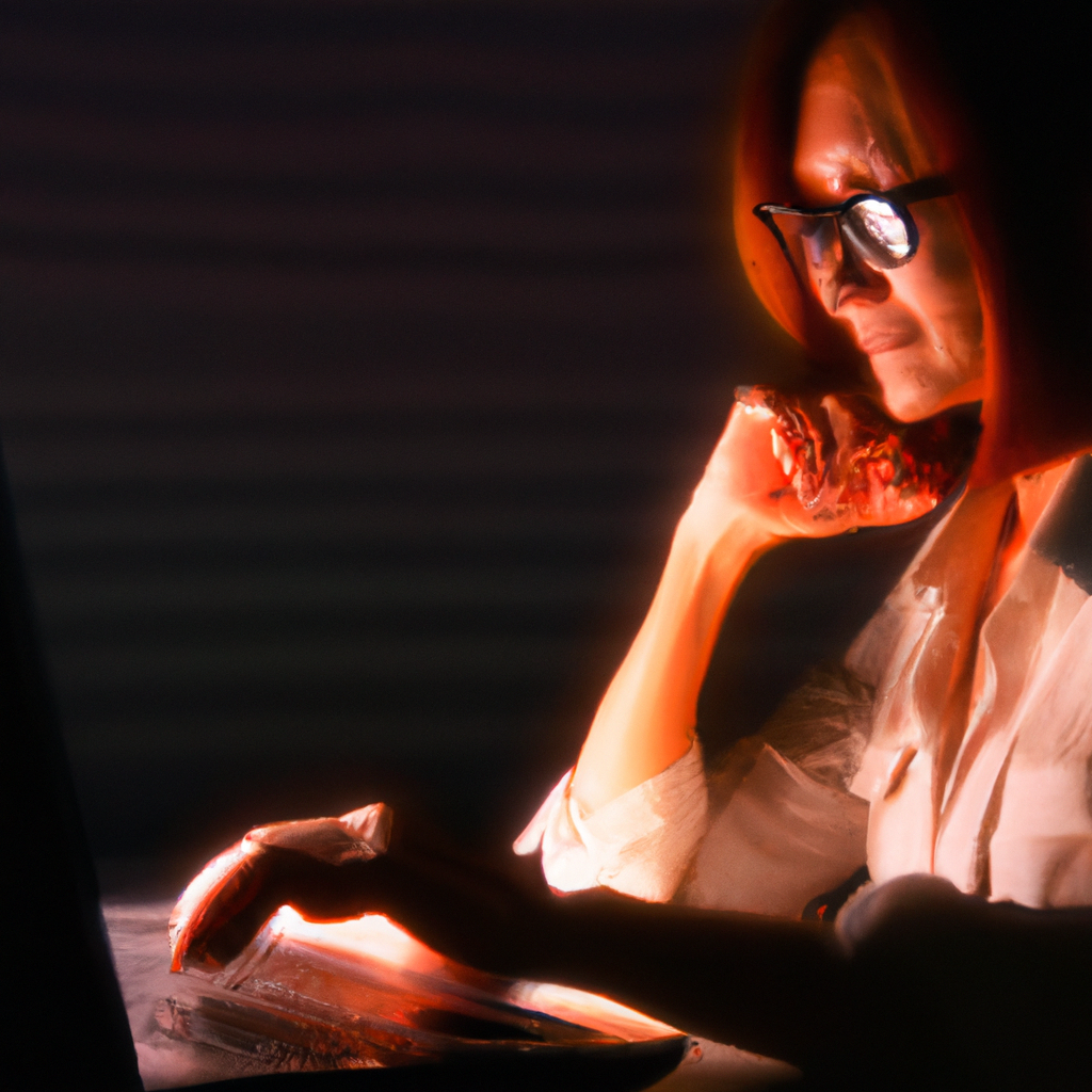 Estratega de contenidos trabajando con notebook, luz cálida